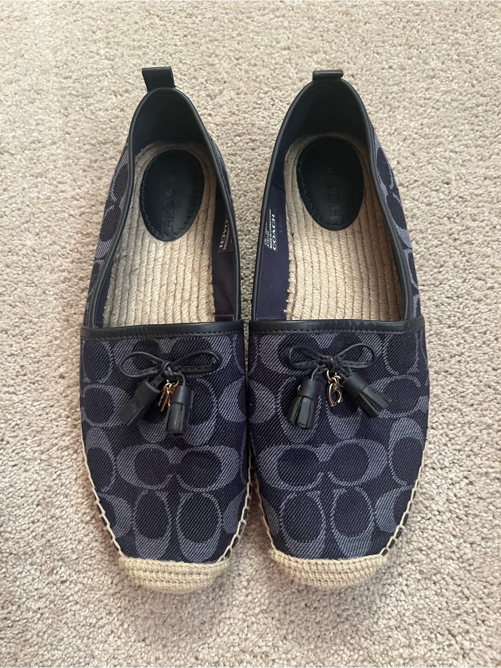 Coach Navy Signature Canvas Espadrille Flats